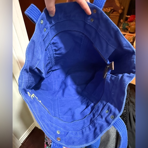 NEW Ralph Polo Womens Tote Bag Blue Yellow Zipper - Picture 4 of 5